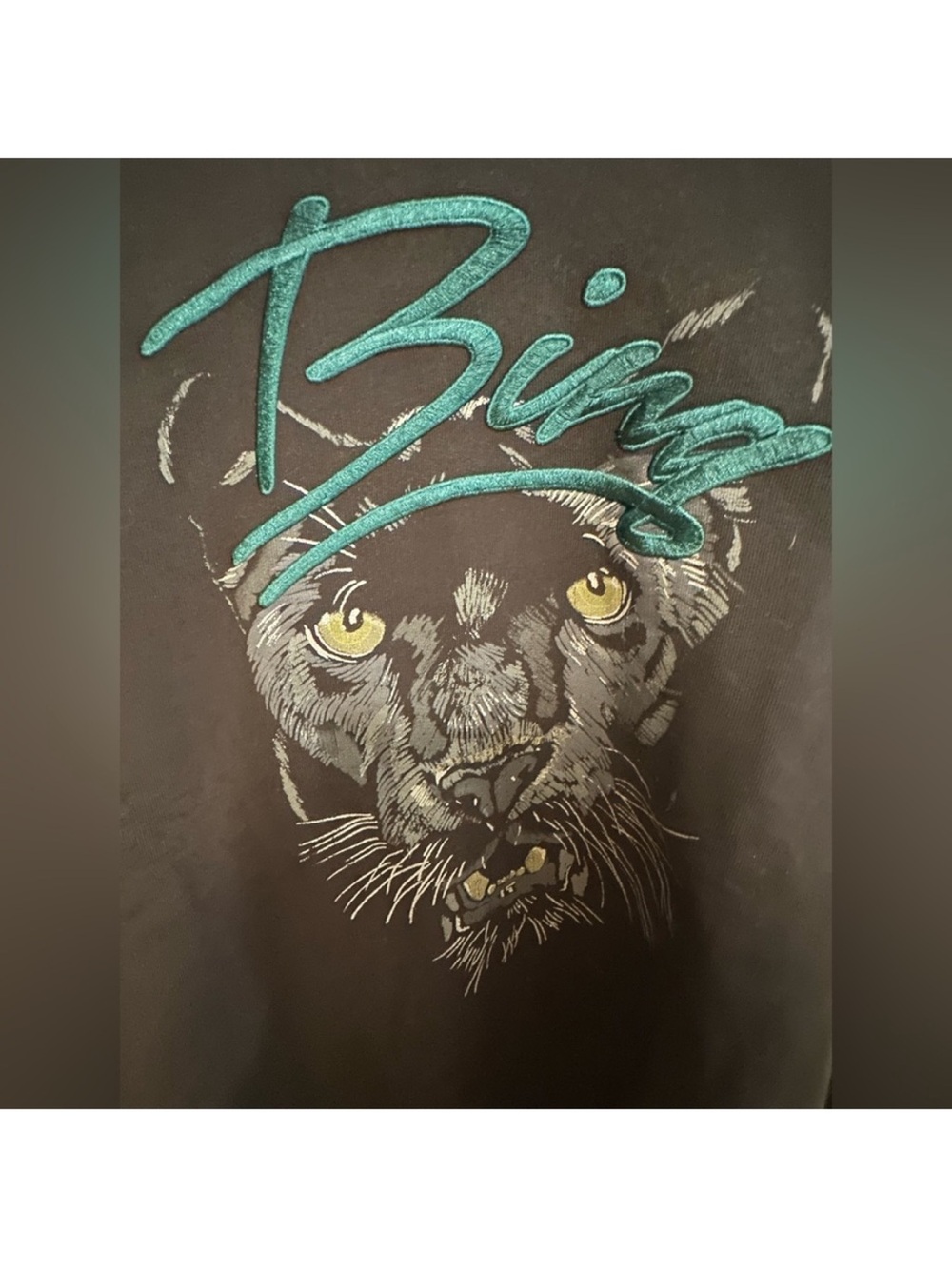 🌺SALE🌺 Anine Bing Kenny Panther Sweatshirt in black Size Large NWT - Picture 8 of 11